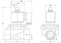 AR-2K21-10, НЗ, Ду=16мм, Присоед.3/8",Нержав.сталь, Уплотн.: Viton, Р=(0…0,7)МПа, Т=(-20…150)°С, Kv=4,1м3/ч, Катушка: SB474, =12В, вшг:110x67х56,5мм, 750г. D05417