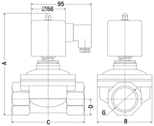 AR-2W12-50, НО, Ду=50мм, Присоед.2",Латунь, Уплотн.: EPDM, Р=(0…1)МПа, Т=(-10…120)°С, Kv=41м3/ч, Катушка: Y71H, ~220В, вшг:190x160x140мм, 3575г. A28941