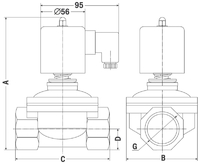 AR-2W12-32, НО, Ду=32мм, Присоед.1 1/4",Нержав.сталь, Уплотн.: Viton, Р=(0…1)МПа, Т=(-10…120)°С, Kv=20м3/ч, Катушка: Y21H, =12В, вшг:165x110x110мм, 1990г. A29048