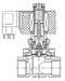 AR-2W12-20, НО, Ду=20мм, Присоед.3/4",Латунь, Уплотн.: Viton, Р=(0…1)МПа, Т=(-10…120)°С, Kv=8м3/ч, Катушка: S51H, ~220В, вшг:130x100x90мм, 990г. A28933