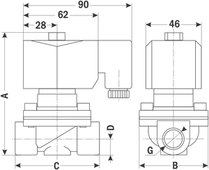 AR-2W21-25, НЗ, Ду=25мм, Присоед.1",Латунь, Уплотн.: EPDM, Р=(0…1)МПа, Т=(-10…120)°С, Kv=10м3/ч, Катушка: S51H, ~24В, вшг:117x95x77мм, 1460г. A22447