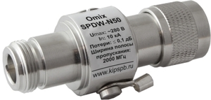 Omix-SPDW-N50, Uном.max: 280В, Uраб.max: 280В, ном.разр.ток=3кА, ?1нс, N, передача данных: 2000МГц, вес: 105г, вшг: 30x25x57мм., сопротивление 50Ом A28600