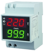 Omix D3-AV-1-1.0 Iизм: 0,1…99,9А, кл.1%, Uизм:80…300В, кл.1%, фаз:1, Экран-2 СД*3р, вшг: 54x80x64мм, Uпит.:~80…300В, Встроенный трансформатор тока A97271