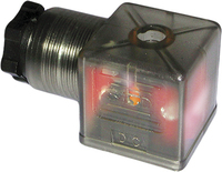 SB202-H; DIN 43650A, контактов: 2+1, Встр.светодиод для индикации напряжения ~110…220В, вшг: 28x29,5x48мм, вес: 20г., расст.: 18мм A42419