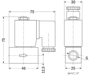 AR-CS-720W, НЗ, Ду=2мм, Присоед.1/4",Латунь, Уплотн.: Viton, Р=(0…8)МПа, Т=(-5…155)°С, Kv=0,21м3/ч, Катушка: AS11H, ~24В, вшг:75х75х30мм, 390г. D11391