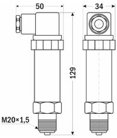 ДДМ-801, 0-1,6МПа, вых.4…20мА, кл.0,5,присоед. М20x1,5 A42456