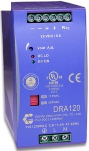 DRA120-24SSA AC-DC, 120Вт, вход 93…132VAC / 186…264V AC( по выбору), 47…63Гц / 210…370VDC, выход 24В/5A, изоляция 3000V AC, на DIN-рейку: 126х124х64мм, -10…+50°С  