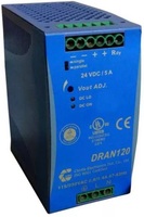 DRAN120-24A AC-DC, 120Вт, вход 186…264V AC, 47…63Гц / 210…370VDC, выход 24В/5A (рег. 22.5...28.5В), PFC+паралл., изоляция 3000V AC, на DIN-рейку: 126х114х64мм, -35…+71°С  