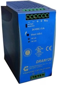 DRAN120-24A AC-DC, 120Вт, вход 186…264V AC, 47…63Гц / 210…370VDC, выход 24В/5A (рег. 22.5...28.5В), PFC+паралл., изоляция 3000V AC, на DIN-рейку: 126х114х64мм, -35…+71°С  