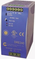 DRE240-24A AC-DC, DIN-рейка, крепление провода под винт, 240Вт, ККМ, вход 88…264В AC, 47…63Гц /120…375В DC, выход 24В/10A, рег. вых=22.5…28.5В, изоляция 3000В AC, на DIN рейку, 124.5x64х123.6мм, -40…+71°С