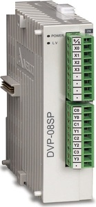 DVP08SP11R  Модуль дискретных входов: 4DI, 4DO (Relay), 24V DC Power, SLIM