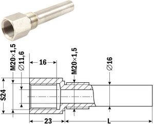 ГЗ-А.25.50, М20х1,5 Р=25 МПа, L=50 мм, ? внутр.=11,6 мм, ? нар.=16мм  A83771