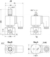 AR-RMF23, 3/2-UЗ, Ду=2мм, Присоед.1/8",Нержав.сталь, Уплотн.: Viton, Р=(0…0,7)МПа, Т=(-40…180)°С, Kv=0,13м3/ч, Катушка: SB475, =12В, вшг:106x71x36мм, 485г. A28796