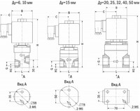 AR-5H12-06 (AR-SB165-HSF-06), НО, Ду=6мм, Присоед.1/4",Нержав.сталь, Уплотн.: PTFE, Р=(0,5…45)МПа, Т=(-20...120)°С, Kv=0,3м3/ч, Катушка: AS98H, =24В, вшг:53х180х58мм, 2200г. A47103