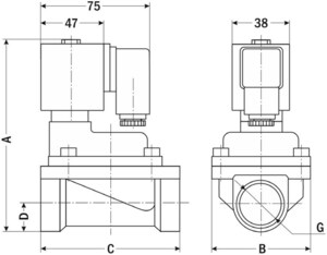 AR-YCP32-20, НО, Ду=20мм, Присоед.3/4",Нержав.сталь, Уплотн.: PTFE, Р=(0,05…1,6)МПа, Т=(-20…180)°С, Kv=8м3/ч, Катушка: S21H, ~24В, вшг:127x84x60мм, 1120г. D06075