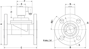 AR-YCPS31-40F, НЗ, Ду=40мм, Присоед.F 1 1/2",Нержав.сталь, Уплотн.: PTFE, Р=(0…1)МПа, Т=(-20…180)°С, Kv=25м3/ч, Катушка: SD01H, =24В, вшг:215x159x150мм, 5900г. D04054