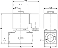 AR-ZCT21-10, НЗ, Ду=10мм, Присоед.1/2",Нержав.сталь, Уплотн.: PTFE, Р=(0,01…1)МПа, Т=(-20…180)°С, Kv=1,5м3/ч, Катушка: ASE21H, =24В, вшг:82x75x38мм, 820г. D04768